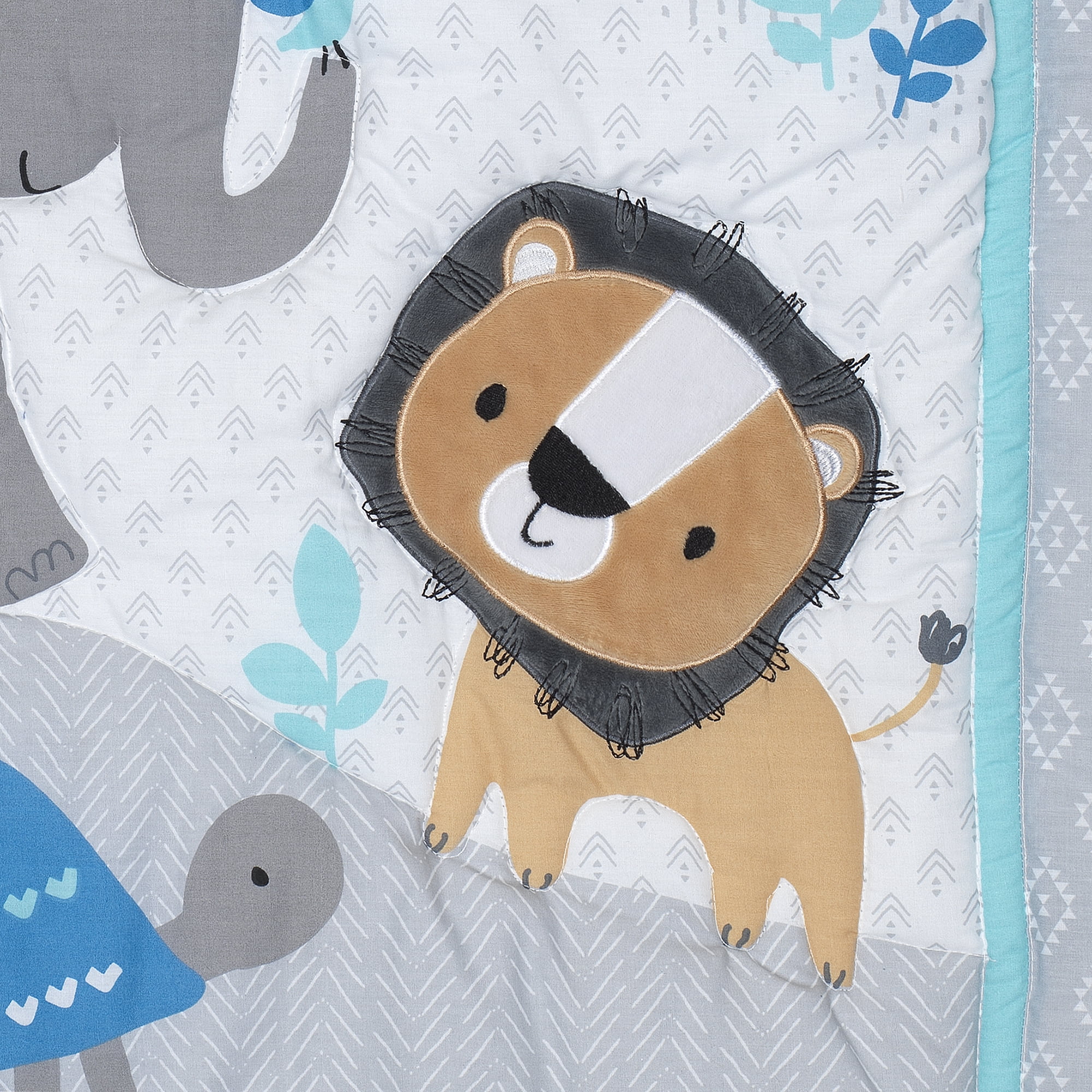 Bedtime Originals Jungle Fun 3-Piece Animals Crib Bedding Set - Blue, Gray, White