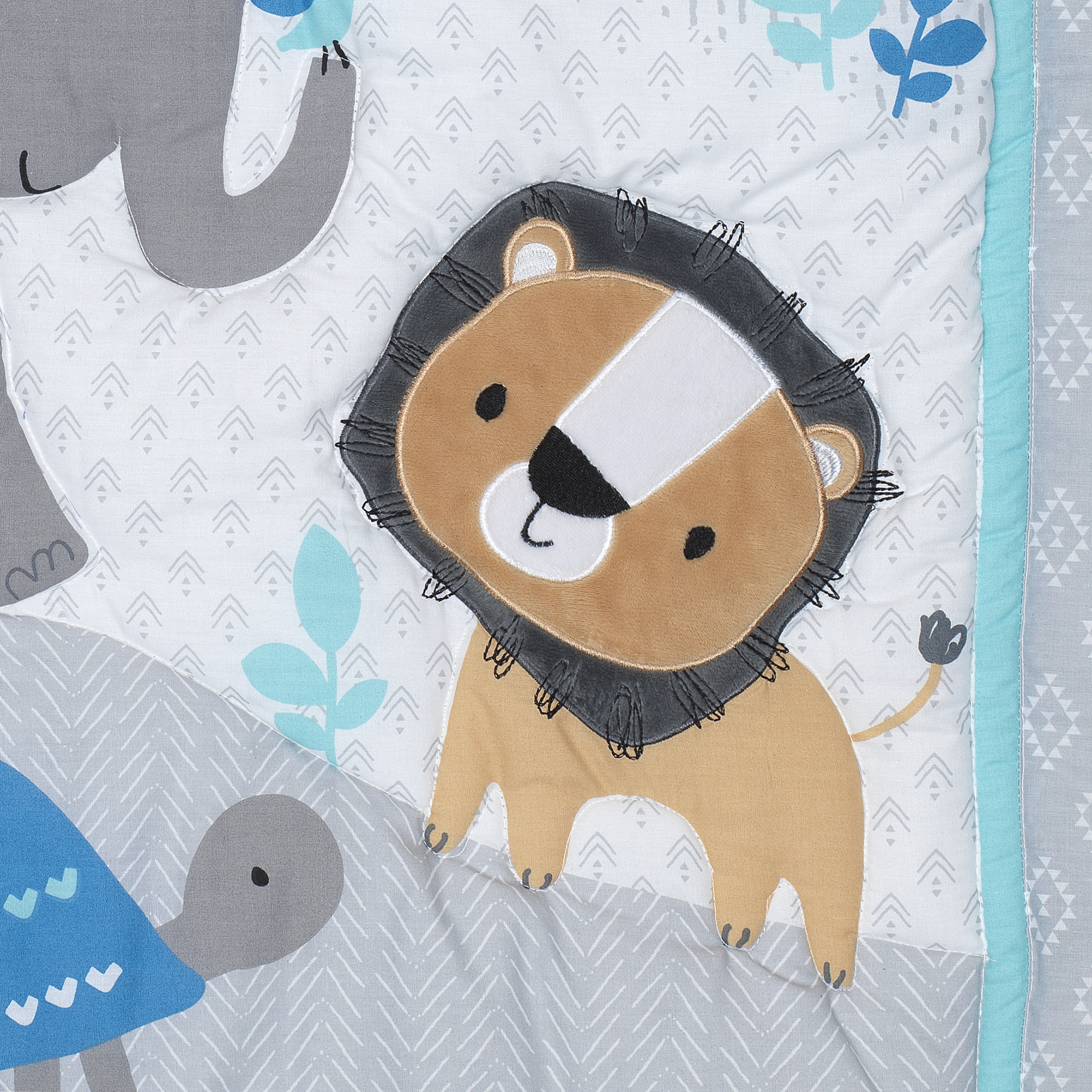 Bedtime Originals Jungle Fun 3-Piece Animals Crib Bedding Set - Blue, Gray, White - image 5 of 7