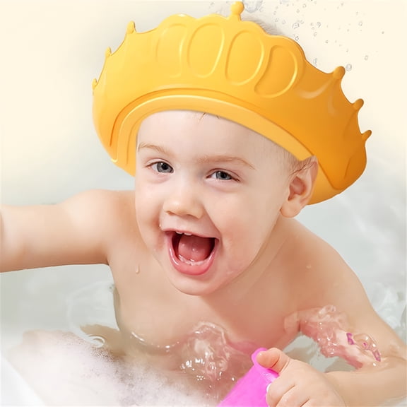 LAMIRO Baby Shampoo Shield Shower Cap Shield for Kids - Adjustable Visor Hat for Eye and Ear Protection, Cute Crown Design for Fun Bath Time - for 0-9 Years Old Children