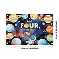 thumbnail image 2 of Outer Space Themed Colorful Banner with Astronaut Planets and Stars Reach Four for the Stars Party Decoration Backdrop Photography Props Kids Birthday Party Decor Background, 2 of 7