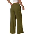 thumbnail image 3 of Women'S Palazzo Pants Summer High Waisted Wide Leg Drawstring Flowy Beach Trousers with Pockets Green M, 3 of 7