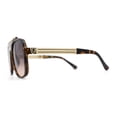 thumbnail image 4 of Mens Khan Lion Emblem Flat Top Racer Plastic Sunglasses Tortoise Brown, 4 of 4