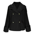 thumbnail image 7 of ClodeEU Womens Short Trench Coat,Oversized Double Breasted Stand Collar Cropped Jacket,Casual Work Outerwear Black,Womens Plus S, 7 of 7