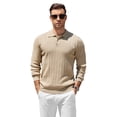 thumbnail image 6 of COOFANDY Mens Polo Shirt Classic Quarter Button Sweaters Slim Fit Long Sleeve Knitted Golf Shirts, 6 of 7