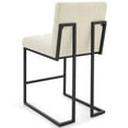 thumbnail image 4 of Counter Stool Chair, Set of 2, Fabric, Metal Steel, Black Beige, Modern Contemporary Urban Design, Bar Pub Cafe Bistro Hotel Restaurant Hospitality, 4 of 4