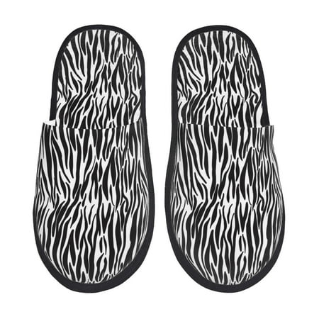 Balery Zebra Slient Indoor Furry Fleece Comfort House Shoes Soft Non-Slip Home Shoes Cotton slippers House Slippers-- Medium