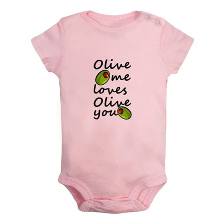 

iDzn Olive Me Loves Olive You Funny Rompers For Babies Newborn Baby Unisex Bodysuits Infant Jumpsuits Toddler 0-24 Months Kids One-Piece Oufits