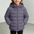 thumbnail image 2 of JZEJING Padded Jackets for Girls Solid Color Long Sleeve Puffer Coat Winter Zip up Hooded Thermal Quilted Outerwear with Pocket Girls Clothes Size 6, 2 of 7