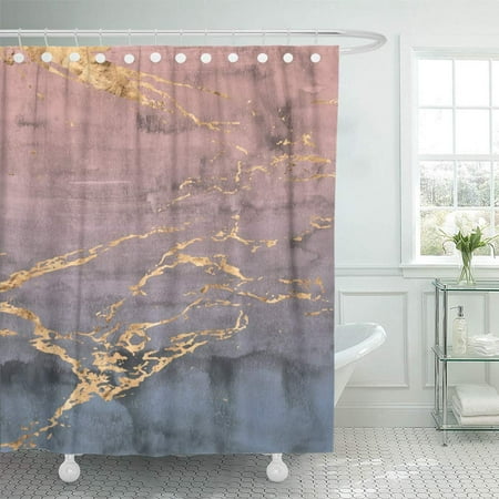 Gold Ombre KSADK Abstract Rose Gold Marbled Veins are Overlaid on Ombre Watercolor in Pink Shower Curtain 66x72 inch ()