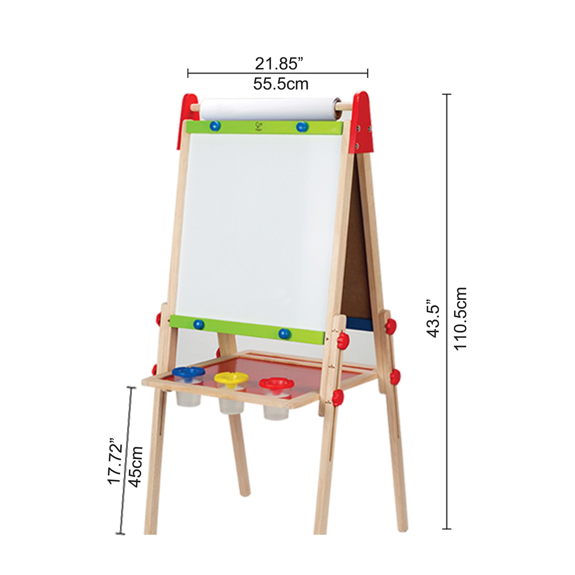 Hape All-in-One Double-Sided Art Easel w/ Paper Roll & Accessories, Blackboard & Magnetic Whiteboard - image 3 of 6