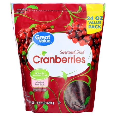 Great Value Sweetened Dried Cranberries, 24 oz