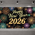 thumbnail image 6 of Colorful Fireworks Happy New Year Banner Golden Lettering 2026 New Year Display Festive Design Sparkling Elements New Year Backdrop for New Year Party 2026 Celebration Holiday Gathering, 6 of 9