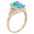 thumbnail image 2 of 10k Yellow Gold Vintage Style Genuine Emerald-Cut Blue Topaz and Diamond Ring, 2 of 5