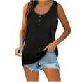 thumbnail image 2 of Uaswgudfs 2025 Women's Trendy Henley Tank Top - Loose Fit Casual Flowy Sleeveless Summer Top with Crew Neck, 2 of 7