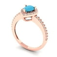 thumbnail image 2 of Halo Engagement Ring for Women - 0.755ct Simulated Turquoise in 18K Rose Gold Promise Ring, 2 of 6