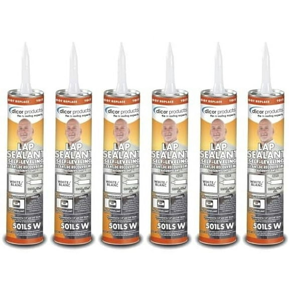 Dicor 501LSW-1, Lap Sealant Self-Leveling, White, 10.3 Ounce Tube (6)