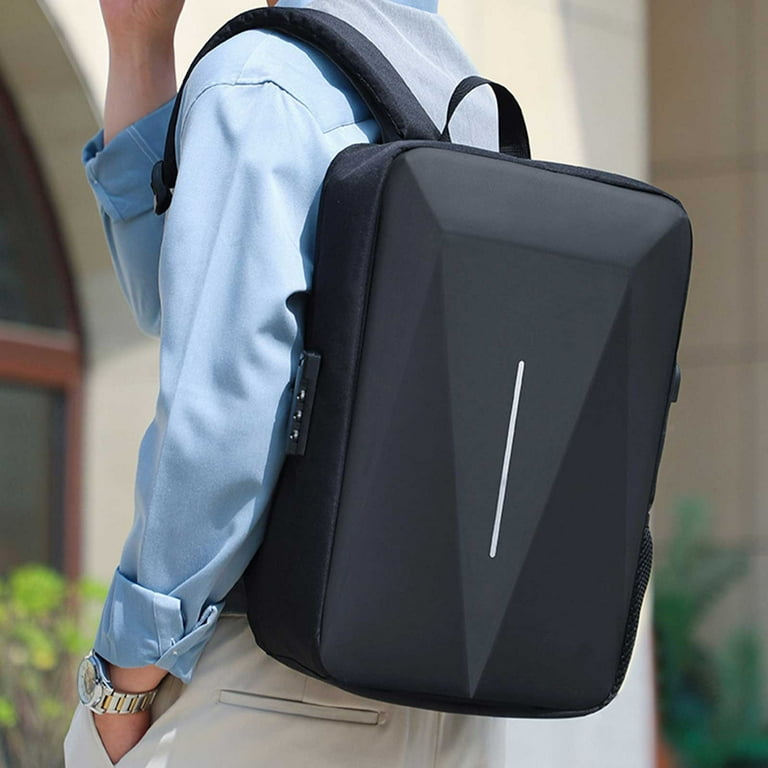 YOLOKE Anti Theft Hard Shell Backpack Expandable Slim Business Travel Laptop Backpack for Men Water Resistant Black Laptop Bag Black