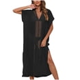 thumbnail image 1 of FAIWAD Robes de Plage Grande Taille pour Femmes Robe Mini à Manches Courtes Découpée Robe d'Été Fendue sur le Côté, 1 of 4