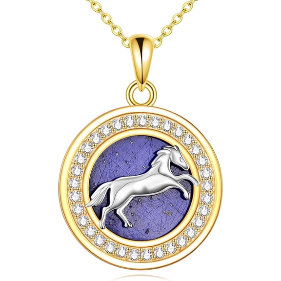 Lapis Lazuli Horse Pendant Necklaces for Women 925 Sterling Silver Horse Cubic Zirconia Jewelry Gifts for Mpther Wife