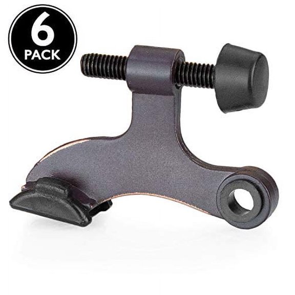 6 Pack Hinge Pin Oil Rubbed Bronze Door Stops -Heavy Duty Adjustable Door Stopper 2-1/2" x 1-3/4",with Black Rubber Bumper Tips