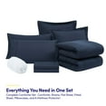 thumbnail image 2 of 8 Piece Quilted Solid Stripe Comforter, Sheet Set and Mattress Protector Bedding Bundle- Navy Blue, 2 of 4