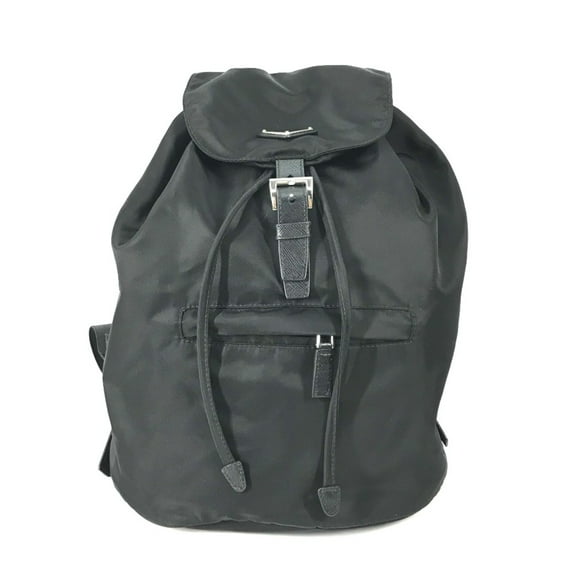 Pre-Owned PRADA 1BZ032 Logo Plate backpack bag Backpack Black (Good)