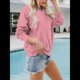 thumbnail image 4 of Sudaderas Informales de Cuello Redondo para Mujer, Camisetas de Larga y Corte Holgado para Otoño. Rosa S, 4 of 6