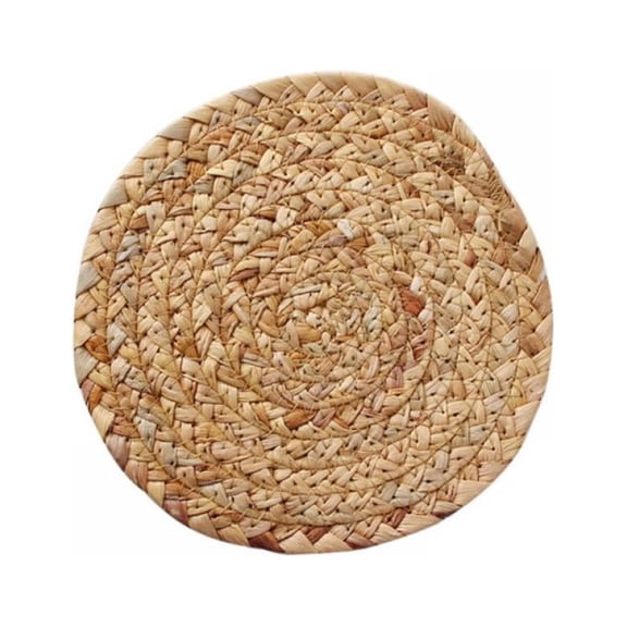 GOODLY Natural Water Hyacinth Weave Placemats - Round Braided Mat Heat Resistant Pad
