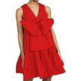 thumbnail image 2 of IROINNID Women's Empire Dress Loose Casual Sleeveless Large Bow At Chest Solid Relaxed Casual Mini Dress V-Neck Comfort Waist Dress, 2 of 6