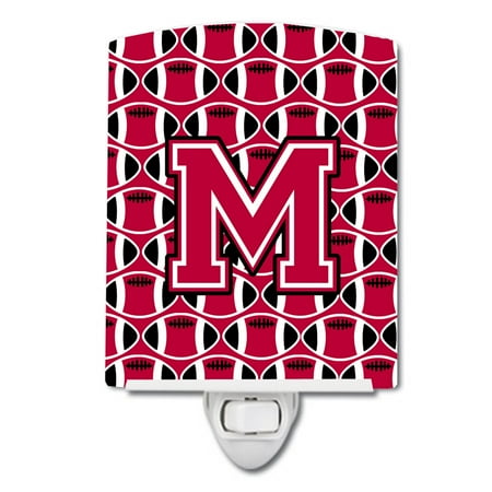 

Caroline s Treasures CJ1079-MCNL Letter M Football Crimson and White Ceramic Night Light 6x4x3 multicolor