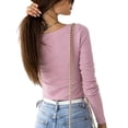 thumbnail image 6 of Uhndy Womens Long Sleeve Tops Casual V Neck Tunic Blouse Ribbed Slim Fit Shirts pink 2XL, 6 of 6
