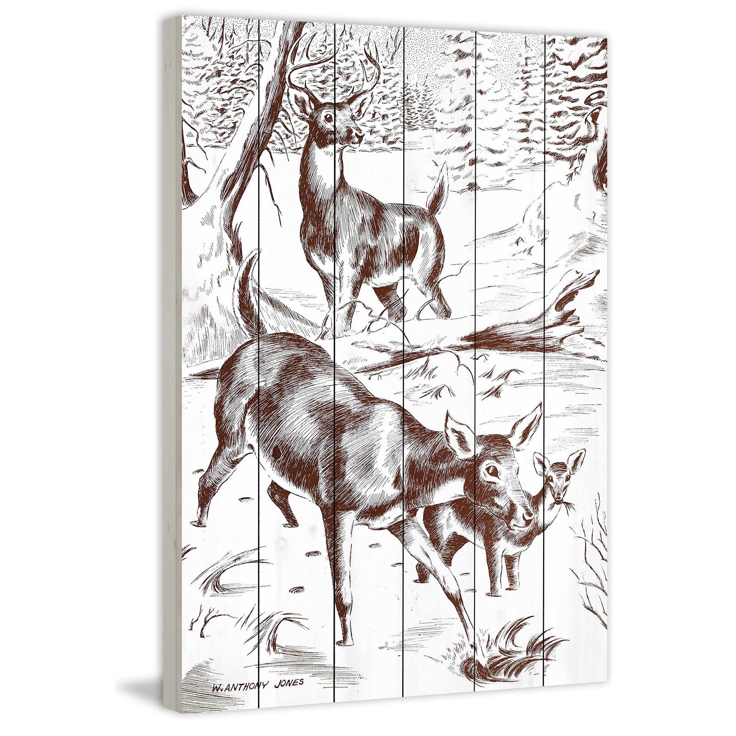 Marmont Hill "Deer" Painting Print on White Wood
