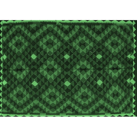 Ahgly Company Indoor Rectangle Oriental Emerald Green Traditional Area Rugs, 5' x 8'