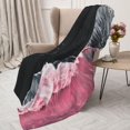 thumbnail image 3 of Fuzoiu Pink White Ocean Waves Print Flannel Throw Blanket,Light Weight Warm Decorative,Throw Blanket Cover for Sofa, Couch, Bedroom,Travel-40"x30", 3 of 6