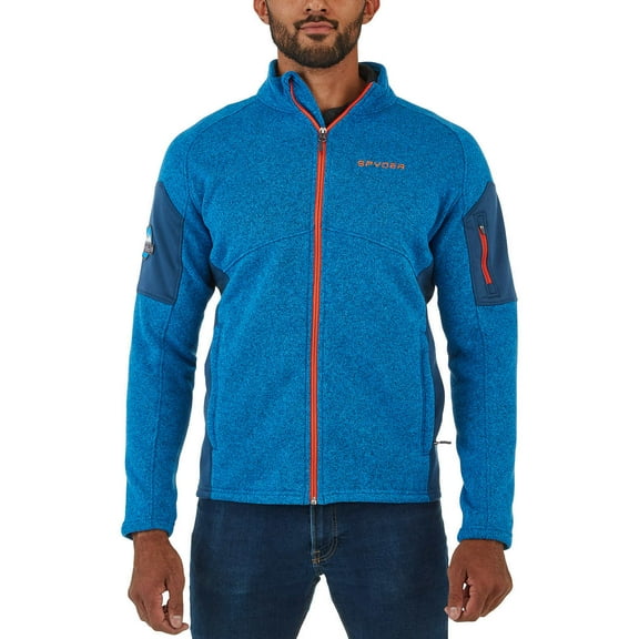Spyder Men's Full Zip Jacket, Blue/Orange, Small