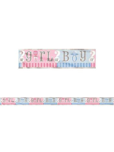 Pink and Blue Bunting Banner Garland perfect for baby gender reveal party 