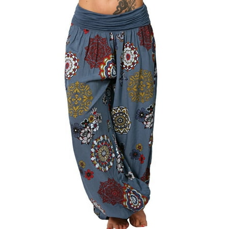 

Frontwalk Women Plus Size Harem Pants Bohemian Lounge Pants Hippie Floral Print Wide Leg Joggers Pajamas Pants