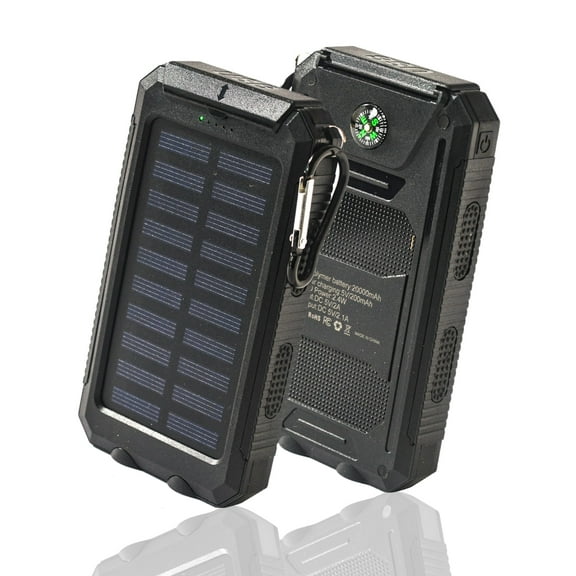 Power Bank,Solar Charger,8000mAh Dual 2 USB Port Built-in Powerful Flashlight Waterproof Dustproof Shockproof
