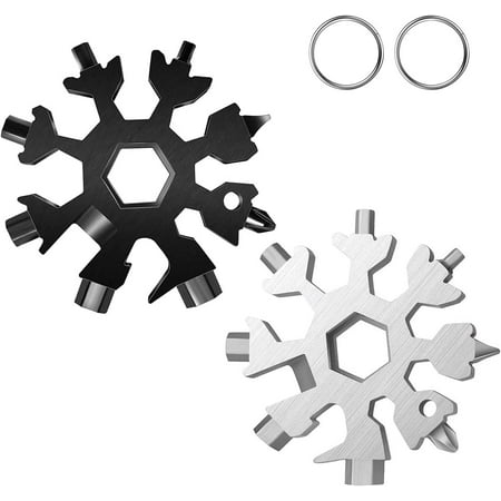 18-in-1 Snowflake Multi Tool 2 Pack Stocking Stuffers Gifts for Men Stainless Steel Bottle Opener Flat Screwdriver Kit Wrench Portable Multitool Cool Gadgets Christmas Xmas Fathers Dad Gifts