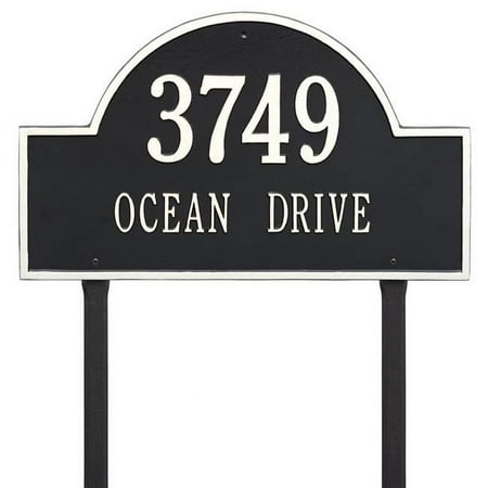 Whitehall 1102BW Arch Marker - Estate Lawn - Two Line in Black/White 23.75X14X0.375