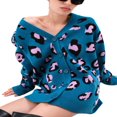 thumbnail image 2 of Pull Tricoté à Manches Longues pour Femmes Cardigan Ouvert Imprimé Léopard Surdimensionné, 2 of 4