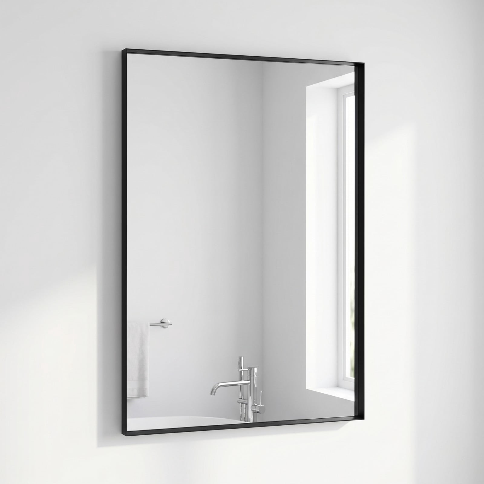 Gleamira 32"x40" Bathroom Wall Mounted Mirror Vanity Rectangular Mirror with Deep Frame, Black