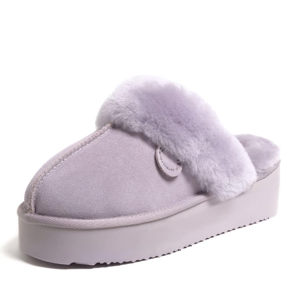 Pantuflas Fireside de Dearfoams Sydney Lilac Shearling Anchas Talla 10
