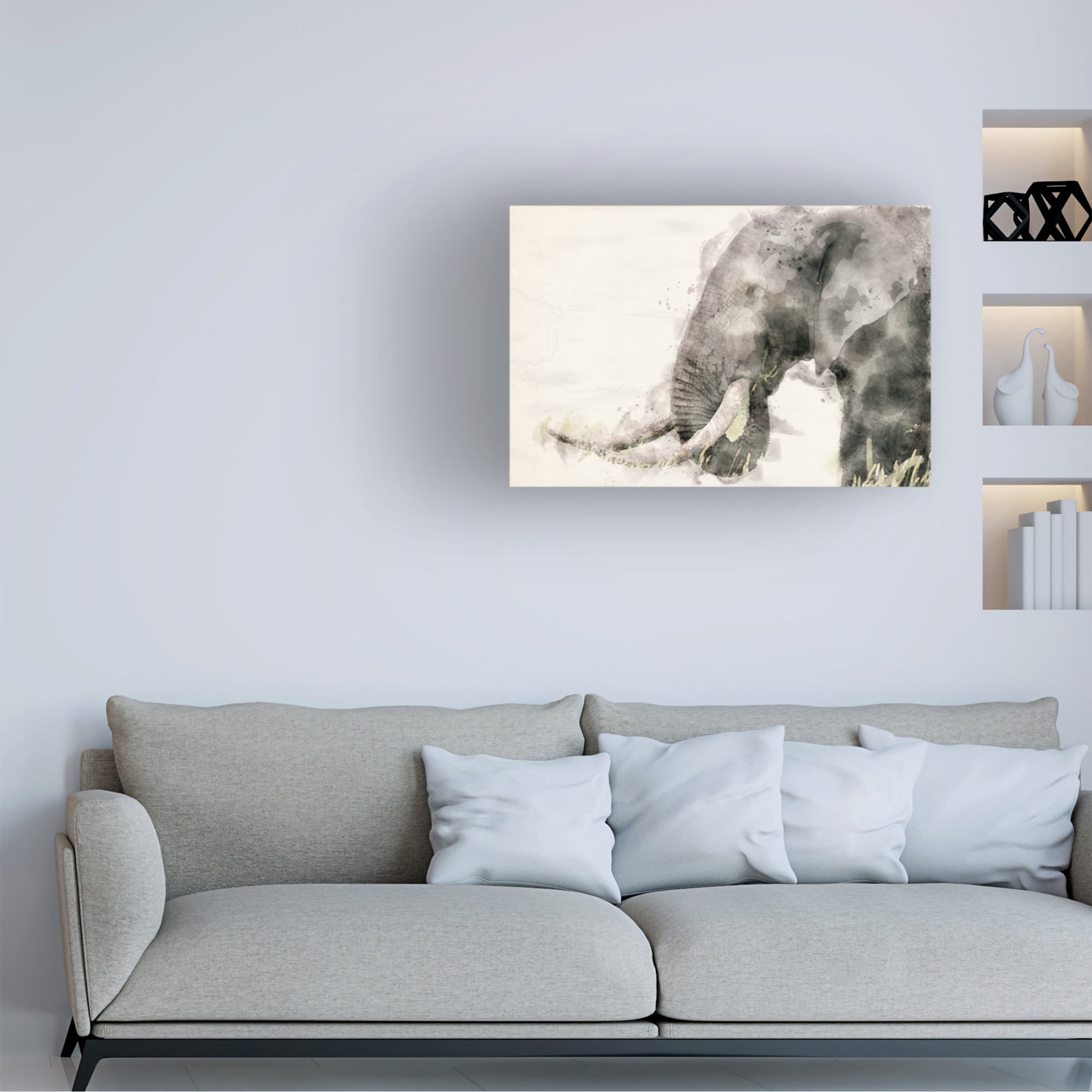 Trademark Fine Art Arno Du Toit Abstract African Elephant Watercolor Art Canvas Wall Art