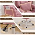 thumbnail image 5 of Cozy Teddy Desk Chair with Wheels, SESSLIFE Pink Home Office Chair with High Back and Lumbar Pillow, Adjustable Swivel Computer Chair Home Office, Study, Vanity Room, Bedroom, 5 of 8