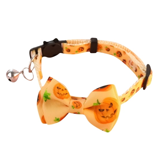 GASTROPOD 2026 New Halloween Cat Collar, Adjustable Cat Collar, Bow Print, Pumpkin Ghost Pattern, Separate Silver Bell, Cute Kitten and Dog for Party,Photo,Holiday,Home