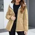 thumbnail image 2 of Cnbwig Winter Jacket for Womens Winter Padded Coat Lined Thick Warm Jacket Outerwear Windproof Coat Solid Color for Cold Weather Fashion New Keep Warm Jacket Khaki 3XL, 2 of 5