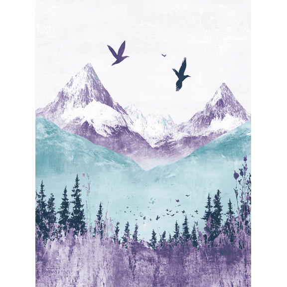 Purple Mountain Landscape Canvas Wall Art, Suitable for Living Room, Bedroom, Office, Dining Room, and Hallway Decoration.
