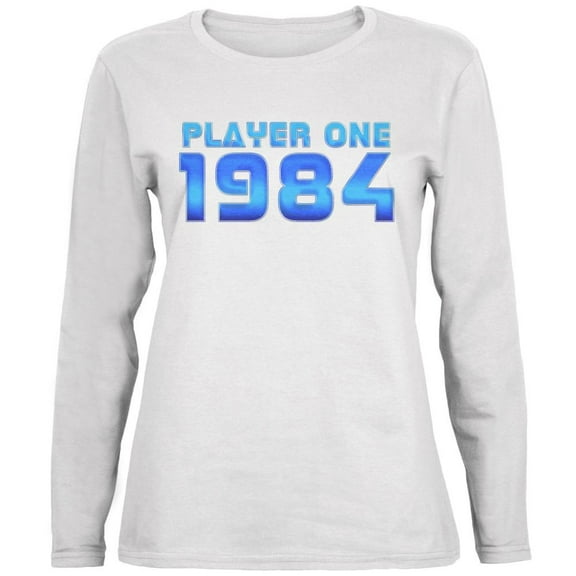 1984 Player One Birthday Ladies' Relaxed Jersey Long-Sleeve Tee White MD