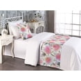 thumbnail image 2 of Peony Bed Runner Set, Watercolor Pastel Flowers Ornament of Spring Nature Blossoms Garden Art, Decorative Bedding Scarf & a Pillow Sham for Hotels Homes, Twin, Pink and Slate Brown, by Ambesonne, 2 of 3